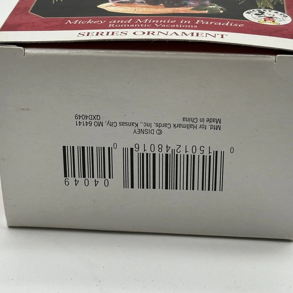 Hallmark Ornament Mickey and Minnie in Paradise Romantic Vacations 1999 Disney - Picture 3 of 4